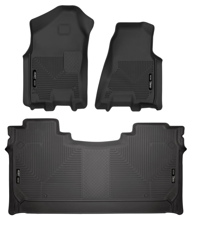 Ram 1500 Crew Cab Floor Liners - Front + Rear - Husky Liners - WeatherBeater - Black - `19-`27
